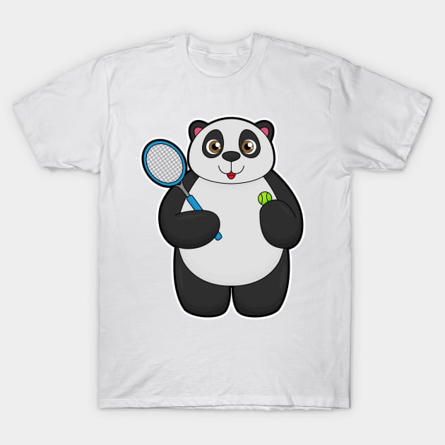 Panda as Tennis player with Tennis racket T-Shirt by Markus Schnabel